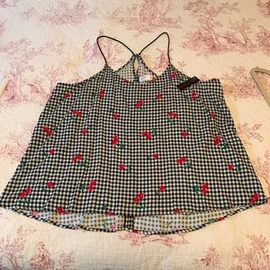 No Boundaries Cherry Gingham Check Tank